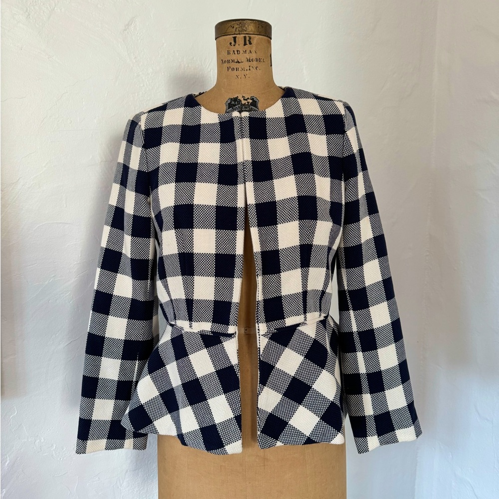 Carolina Herrera Navy Plaid Jacket